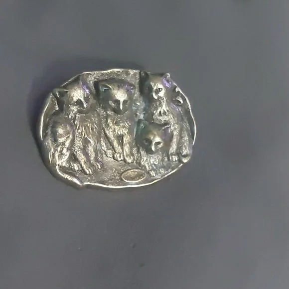 Vintage Silver/Pewter Toned Cats Lightweight Brooch Pin - Picture 14 of 16